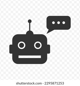 Vector illustration of asked the robot icon in dark color and transparent background(png).