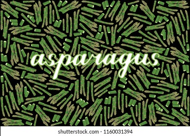 vector illustration of asparagus design with lettering asparagus background black and vegetable EPS10