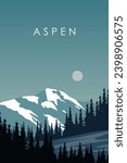 Vector illustration. Aspen. USA. Design for posters, wallpaper, design for packaging. Vertical banner.
