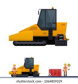 Vector illustration of an asphalt paver, construction road illustration