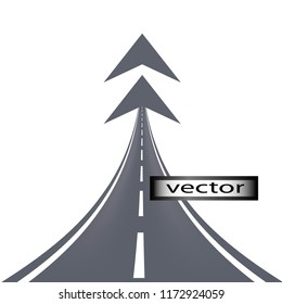 Vector illustration of asphalt road arrow rush forward the path to the goal, success climb up.
