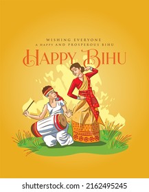 Vector illustration for Assamese New Year, Indian traditional festival, Harvest festival of Assam.