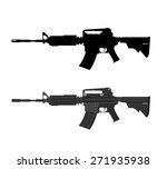 A vector illustration of an assault rifle.
Assault rifle illustration Icon.
Automatic fire rifle with silhouette included.