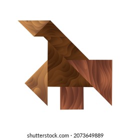 Vector illustration with assembled figure of bird from elements of wooden tangram. Concept puzzle, creative play. You can use the object in the product packaging design, etc.