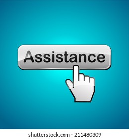 Vector illustration of assistance web button concept