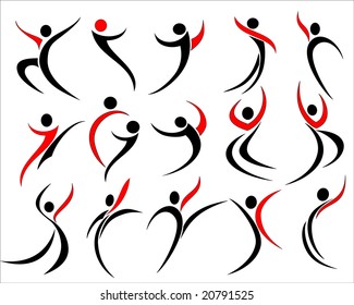 vector illustration of assorted abstract figure silhouettes