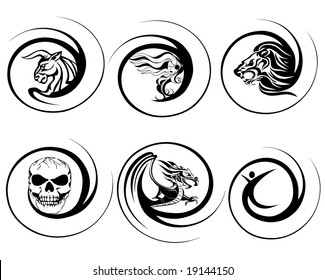 ilustración vectorial de diversos iconos abstractos