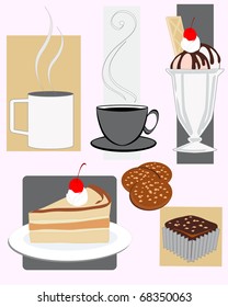 vector illustration of assorted cafe snacks