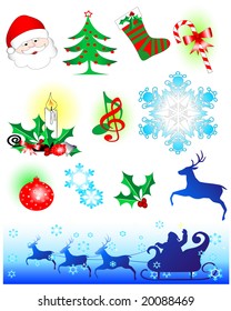 vector illustration of assorted christmas icons