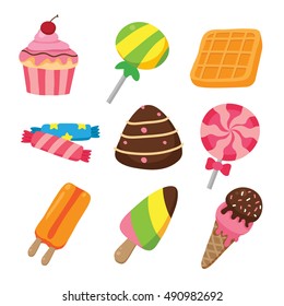 vector illustration of Assorted colorful Candy and dessert Collection