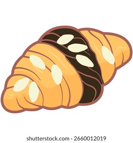 Ilustração vetorial de croissants variados com várias coberturas, perfeito para design de padaria, ícones de comida, gráficos de menu e decorações de pastelaria.