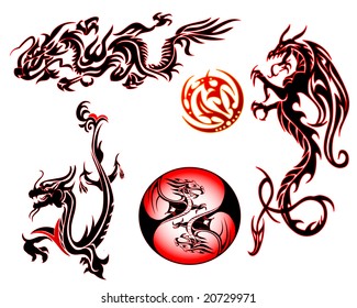 vector illustration of assorted dragon collection design