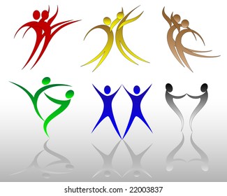 vector illustration of assorted figure movements