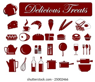 vector illustration of assorted food icons