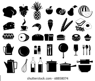 vector illustration of assorted food icons