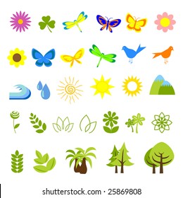 vector illustration of assorted nature icons