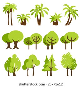 vector illustration of assorted trees