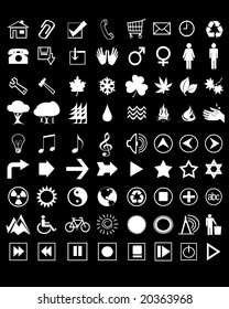 vector illustration of assorted web icons on black