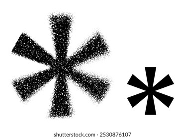 Vector illustration of an asterisk symbol with a stippling texture in black. Great for typography, design elements, or modern digital artwork.