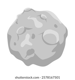 Vector illustration of asteroid with craters, isolated on white background. Flat vector meteorite for banner or poster, International Asteroid Day. Cosmic objects