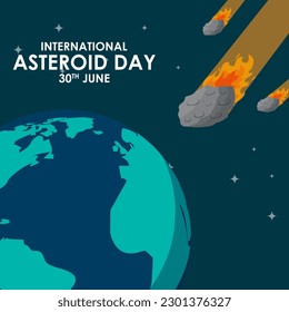 Vector illustration of Asteroid Day 30 June social media story feed mockup template