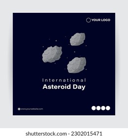 Vector illustration of Asteroid Day 30 June social media story feed mockup template