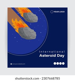 Vektorgrafik von Asteroid Day 30 Juni Social Media-Geschichte Feed-Mock-up-Vorlage