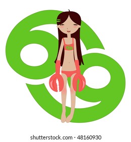 Vector Illustration of astrological sign used in Western astrology to Cancer zodiac symbol