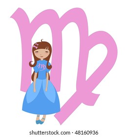 Vector Illustration of astrological sign used in Western astrology to Virgo zodiac symbol