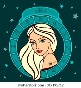 vector illustration of astrological zodiac sign as a girl - Virgo