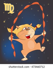 Vector Illustration of a Astrological Zodiac Signs Virgo. Cartoon Character