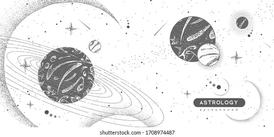 Vector illustration of astrology background. Outer space and planets