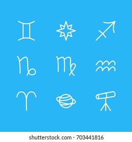 Vector Illustration Of Astrology Icons. Editable Pack Of Archer, Goat, Favorite And Other Elements.