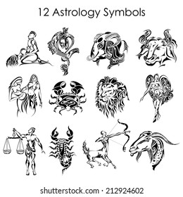 vector illustration of astrology symbols set