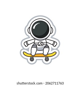 vector illustration of astronaut character carrying a skate,colorful cartoon style design