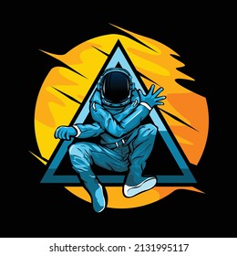 Vector illustration of astronaut character doing street dance