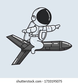 
vector illustration of an astronaut, cute astronaut drive a rocket