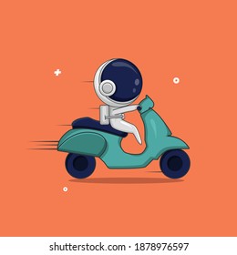 vector illustration of astronaut design on a motorbike, suitable for those who like astronauts, can be used as icons, logos and so on.