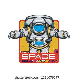 Vector Illustration of Astronaut with Detailed Vintage Illustration Available for Logo Badge