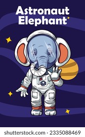 Vector Illustration, Astronaut Elephant, Animal Clipart