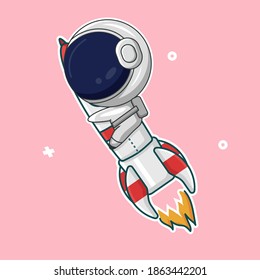 Vector illustration of an astronaut flying with a rocket, can be used according to your brand's needs and so on.