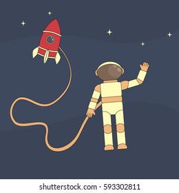 Vector illustration of astronaut is flying in space