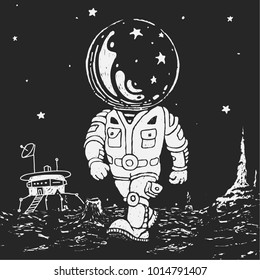 Vector Illustration of an Astronaut Going On A Planet