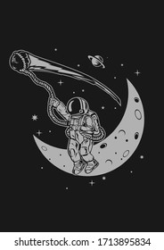 vector illustration of astronaut humor catch the falling star