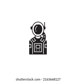 Vector illustration of an astronaut, icon design in solid style.