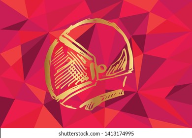 Vector Illustration of Astronaut Icon with Red Polygon and Geometric. Graphic Design for Template, Layout, Background, Poster and More.