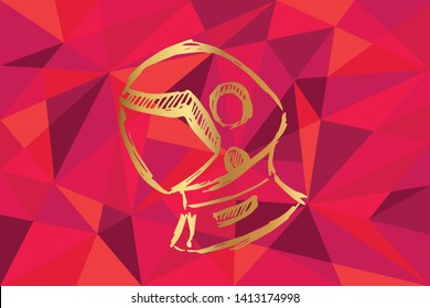 Vector Illustration of Astronaut Icon with Red Polygon and Geometric. Graphic Design for Template, Layout, Background, Poster and More.