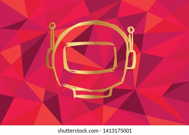Vector Illustration of Astronaut Icon with Red Polygon and Geometric. Graphic Design for Template, Layout, Background, Poster and More.