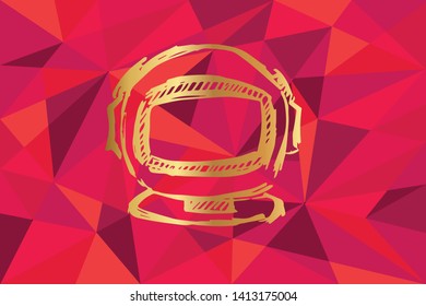 Vector Illustration of Astronaut Icon with Red Polygon and Geometric. Graphic Design for Template, Layout, Background, Poster and More.