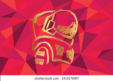 Vector Illustration of Astronaut Icon with Red Polygon and Geometric. Graphic Design for Template, Layout, Background, Poster and More.